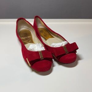 Michael Kors Red Suede Flats with Bow